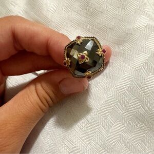 Michael Valitutti vintage victorian style ring black and pink 925 silver